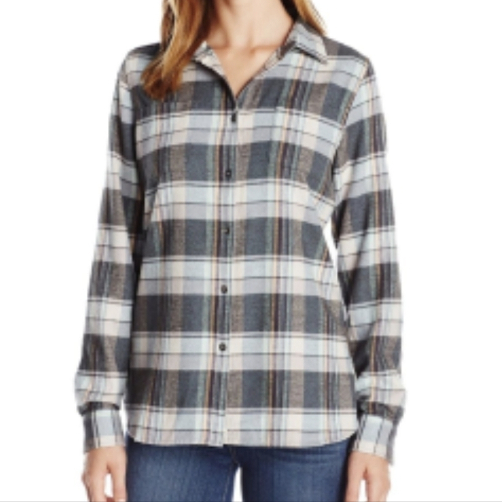 NWT Woolrich Pemberton Plaid Flannel Shirt - Women's Size Medium Gray Pink